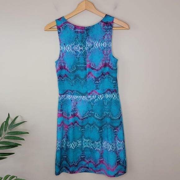 Charlie Jade | Teal & Pink Snake Print Dress - Picture 2 of 5